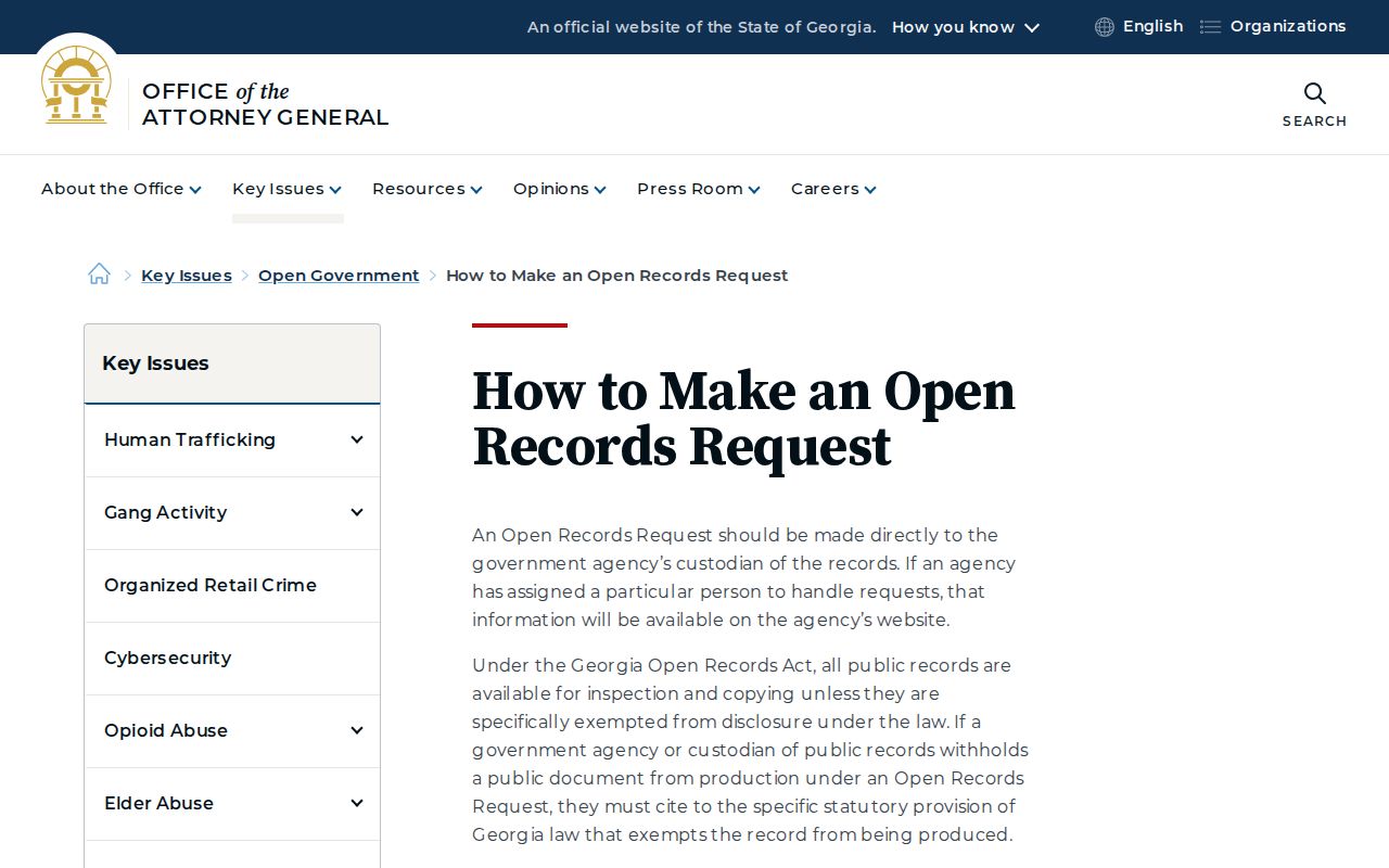 Muscogee County residents directory open records request guidance