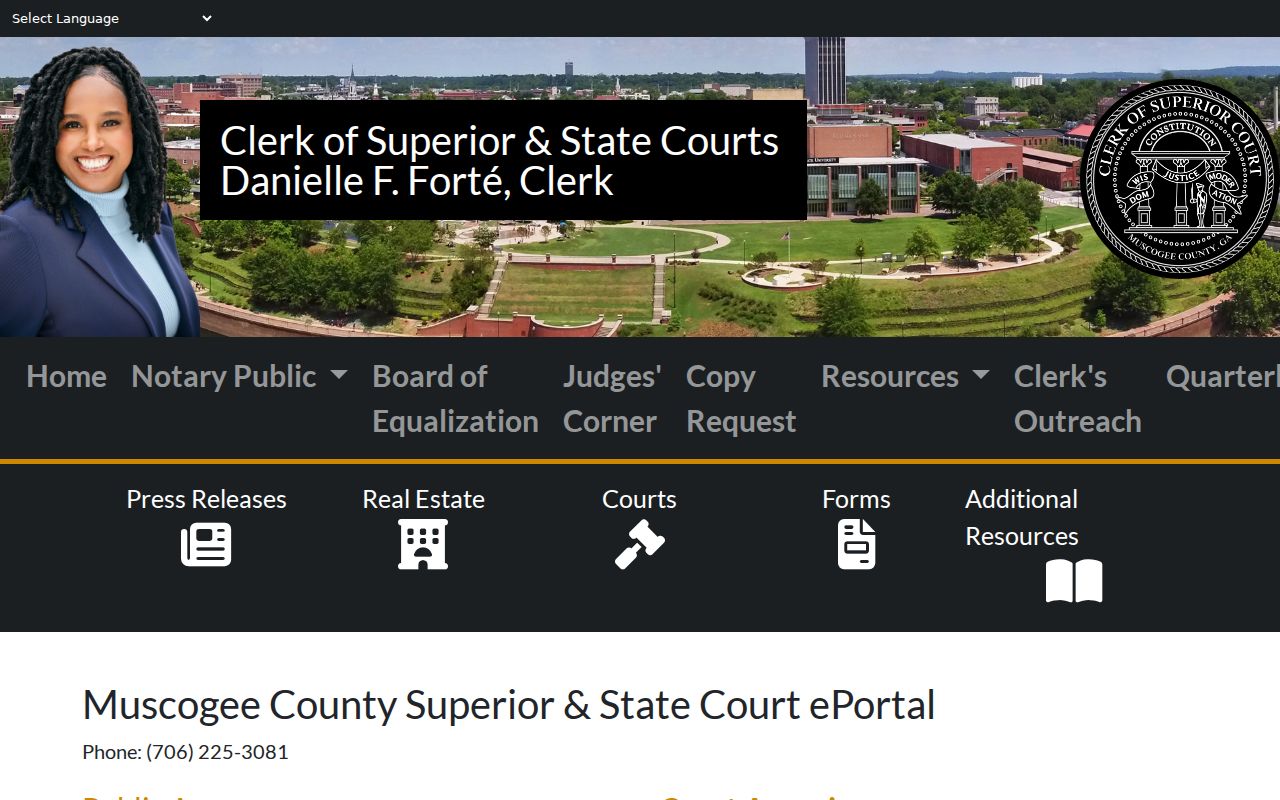 Muscogee County residents directory court ePortal choices