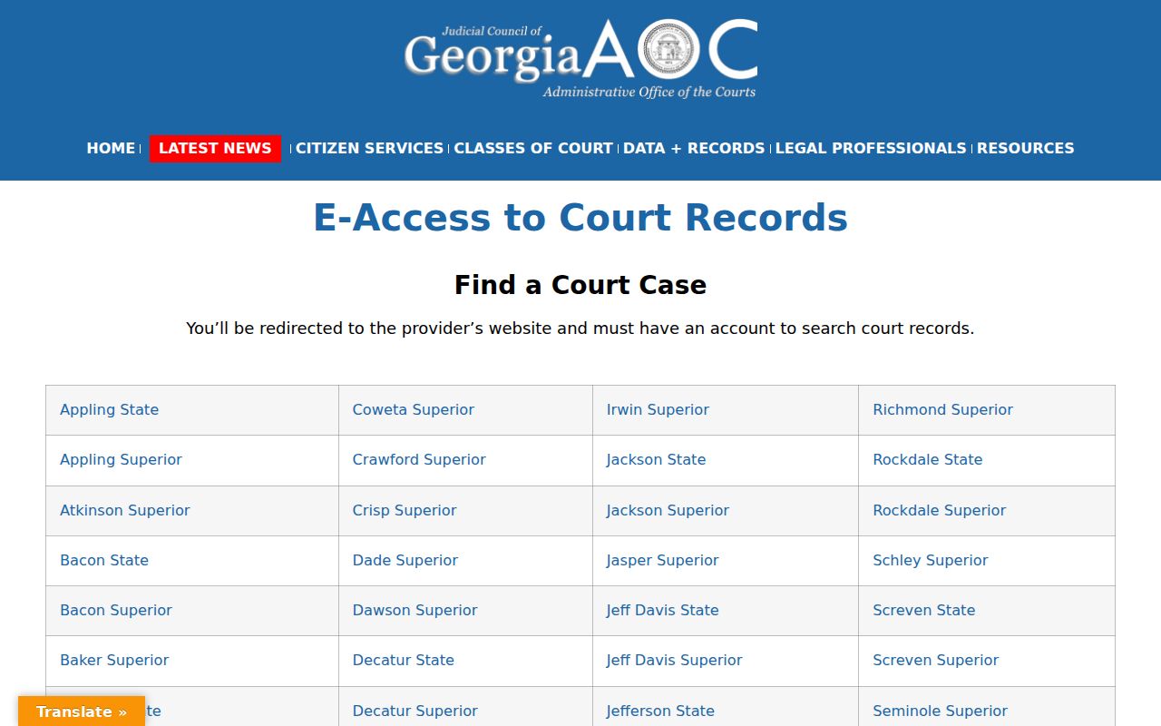 Muscogee County resident lookup through Georgia court records