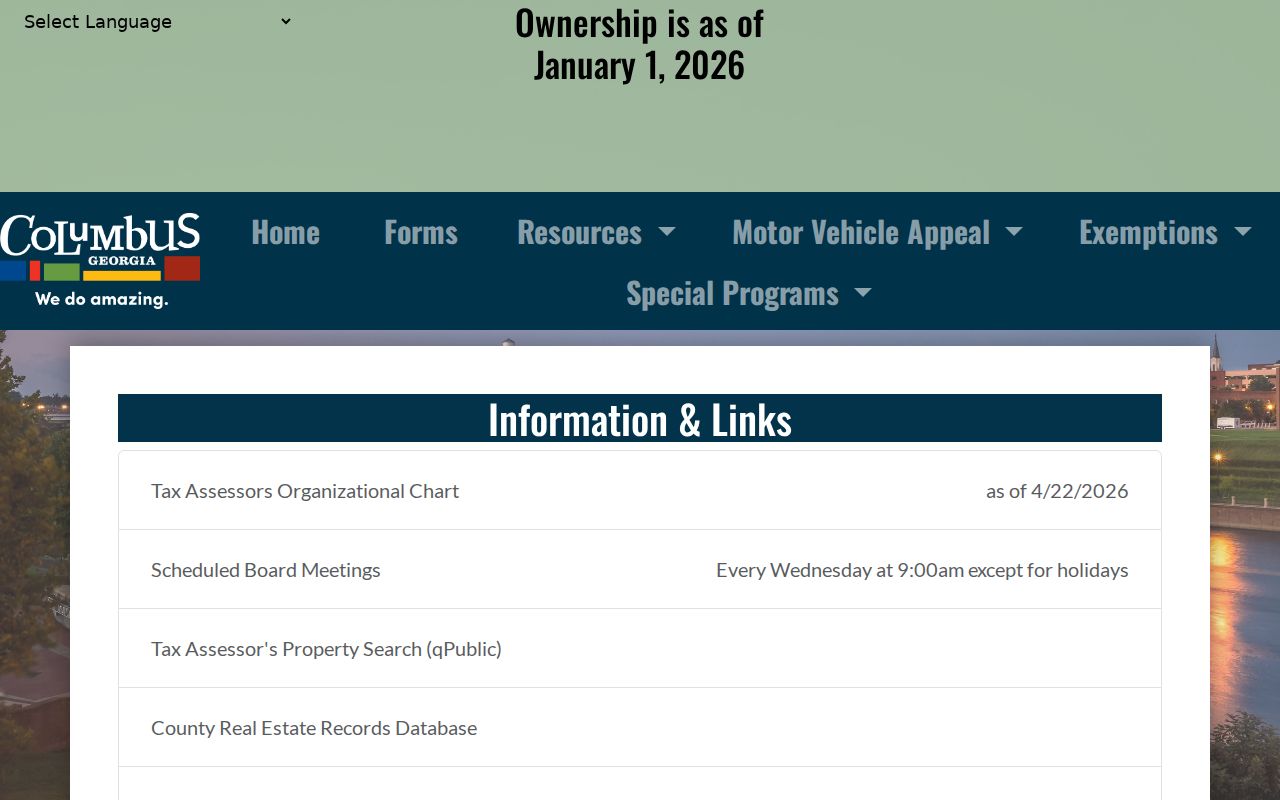 Muscogee County Tax Assessor information and property resource links