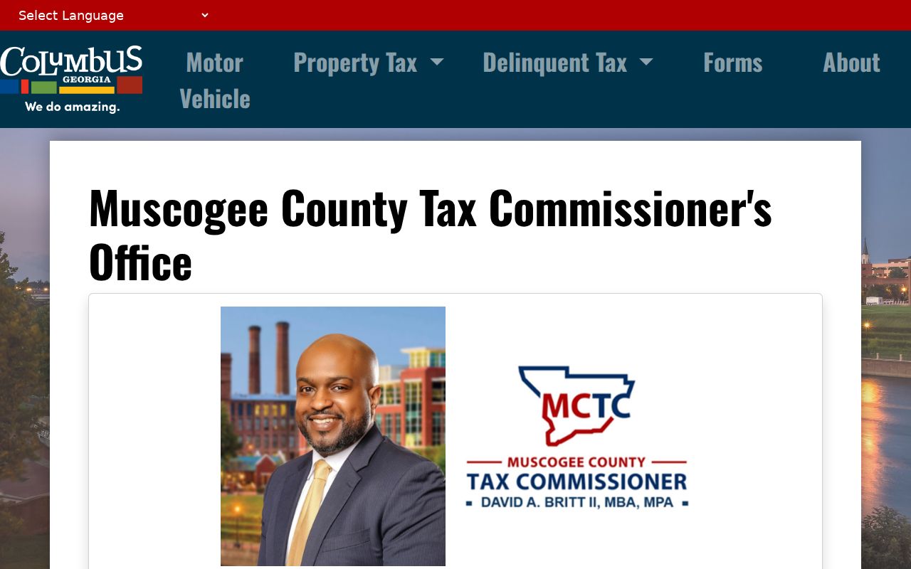 Muscogee County Tax Commissioner property tax search page